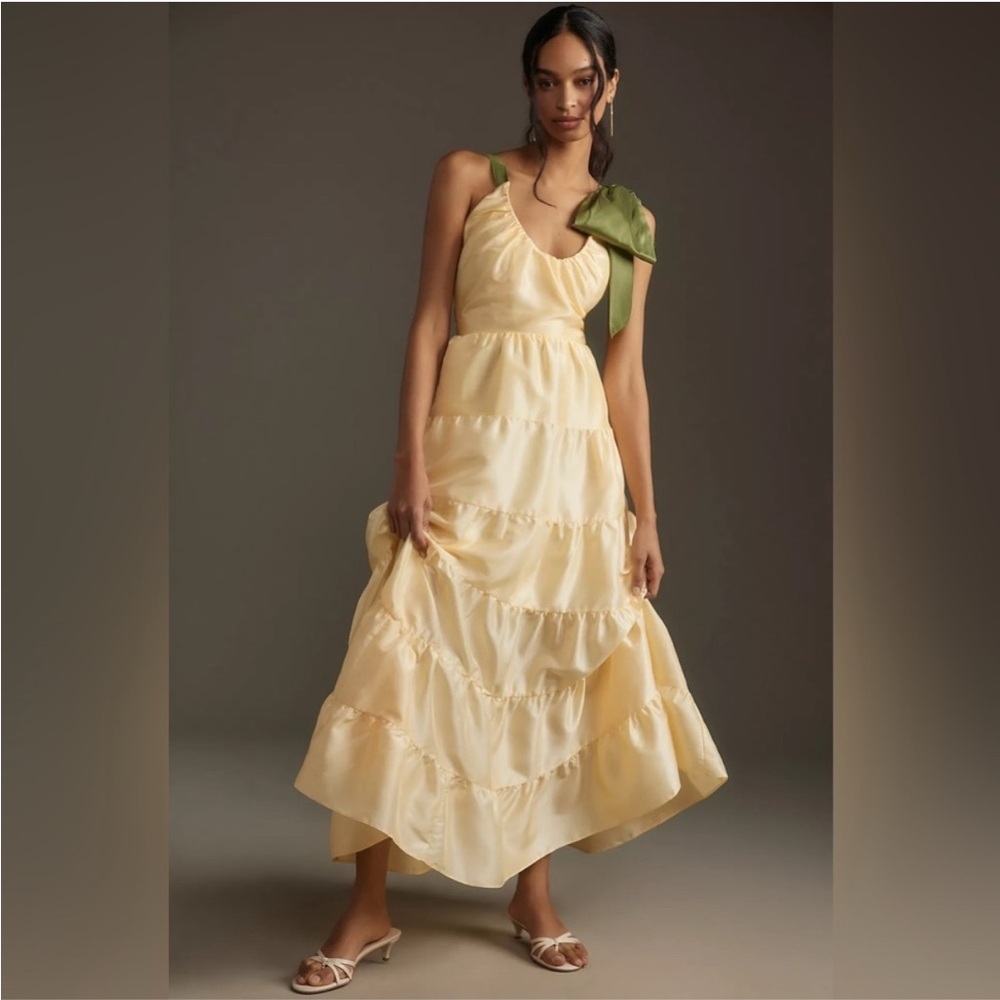 NWT Hutch Scoop-Neck Tiered BUTTER YELLOW Dress